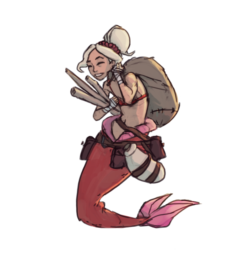 chalmers_jo's tweet photo. #mermay day 15. Half way through! Growing up, Arista would love following Aquata around, 'borrowing' her stuff and copying her. This eventually led to her becoming Aquata's apprentice, which usually involved alot of carrying and foraging for bones. 

#mermay2019 #red #fifthborn https://t.co/kUPm9cbYfV