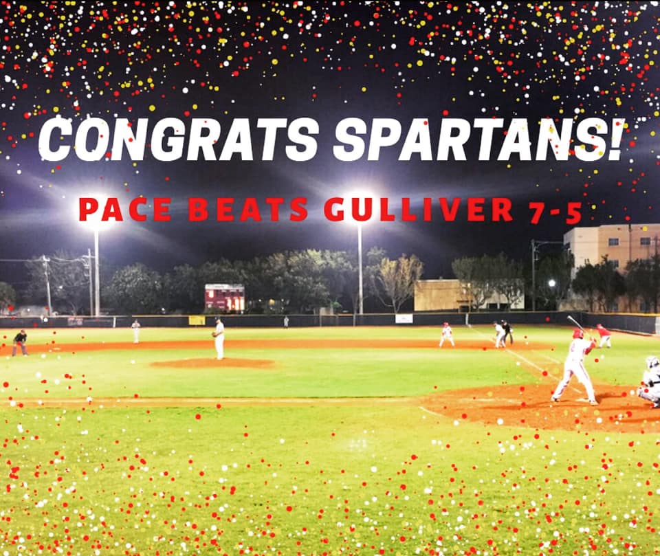 PaceSpartans's tweet photo. Congratulations to our Varsity Baseball Team on their Regional Quarterfinal victory last night vs. Gulliver. Our Spartans will travel to Key West this Saturday as they advance in the 2019 FHSAA Baseball Championship playoffs! 
#PaceBaseball #SpartanPride #WeArePace https://t.co/yytYORYfAU