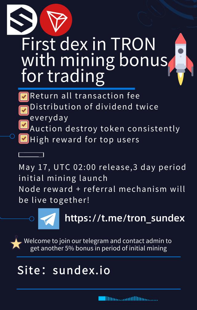 TronTrx7's tweet photo. SunDex the new tron dex with a mining incentive, launch shortly so bookmark it.
Trade btt and wow.
https://t.co/4cPU2fRlU4
#tron #sundex #justingsun #trx #tronwow #btt #sundex #dex #tronfoundation #binance #trxmarket #coinbase #bitcoin #btc #tronbet #trontopia #tronace #tronics https://t.co/OwUIMFGPmw
