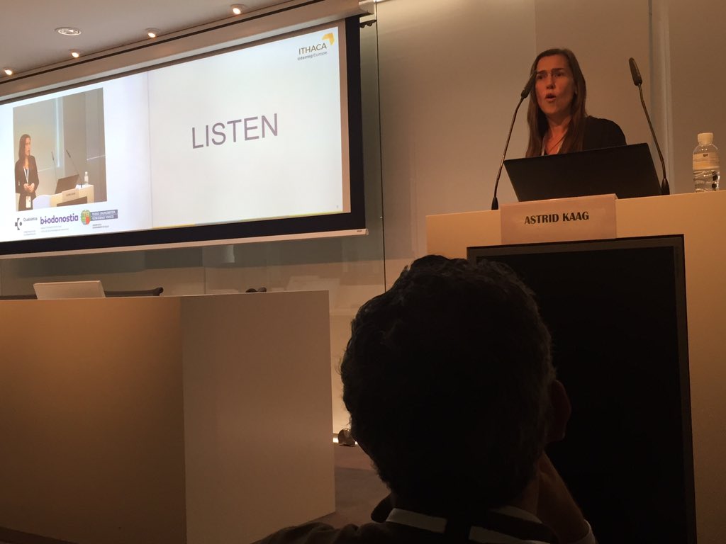 Listen more to what Society is demanding, is key for our Regional policy improvement <a href="/Astrid_Kaag/">Astrid Kaag</a> is explaning <a href="/ITHACA_health/">ITHACA Project</a> event