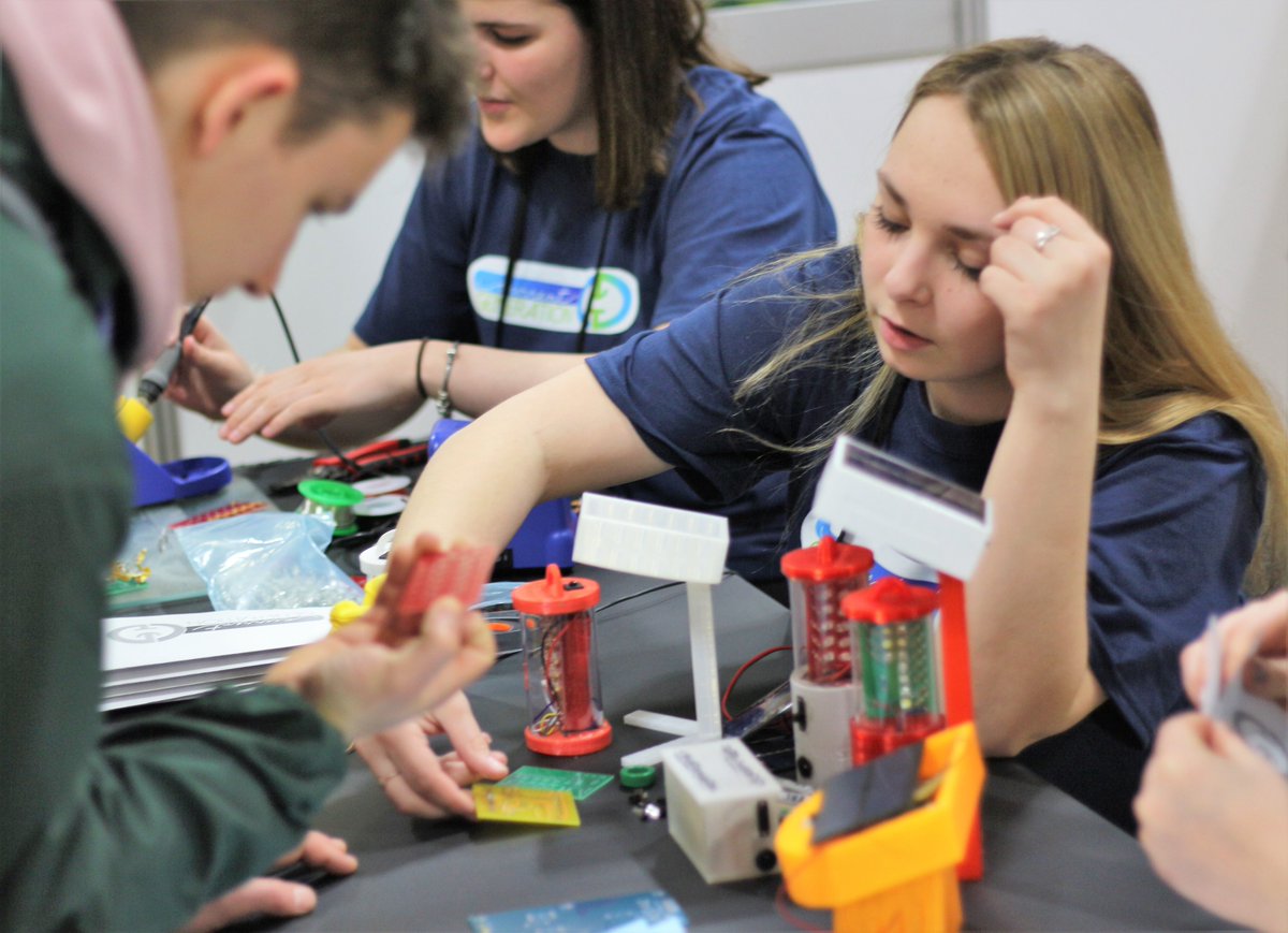 can_gen's tweet photo. Today is the INTERNATIONAL DAY OF LIGHT! It is so fitting that @RHSScience12 is at the Canada Wide Science Fair running a @can_gen booth teaching K-12 kids to solder & use Engineering to make a better world. https://t.co/2XaFwgDN5t #IDLCanada #IDL2019 #CAPhys #OdySci #CWSF2019 https://t.co/OEPFxuxVMu
