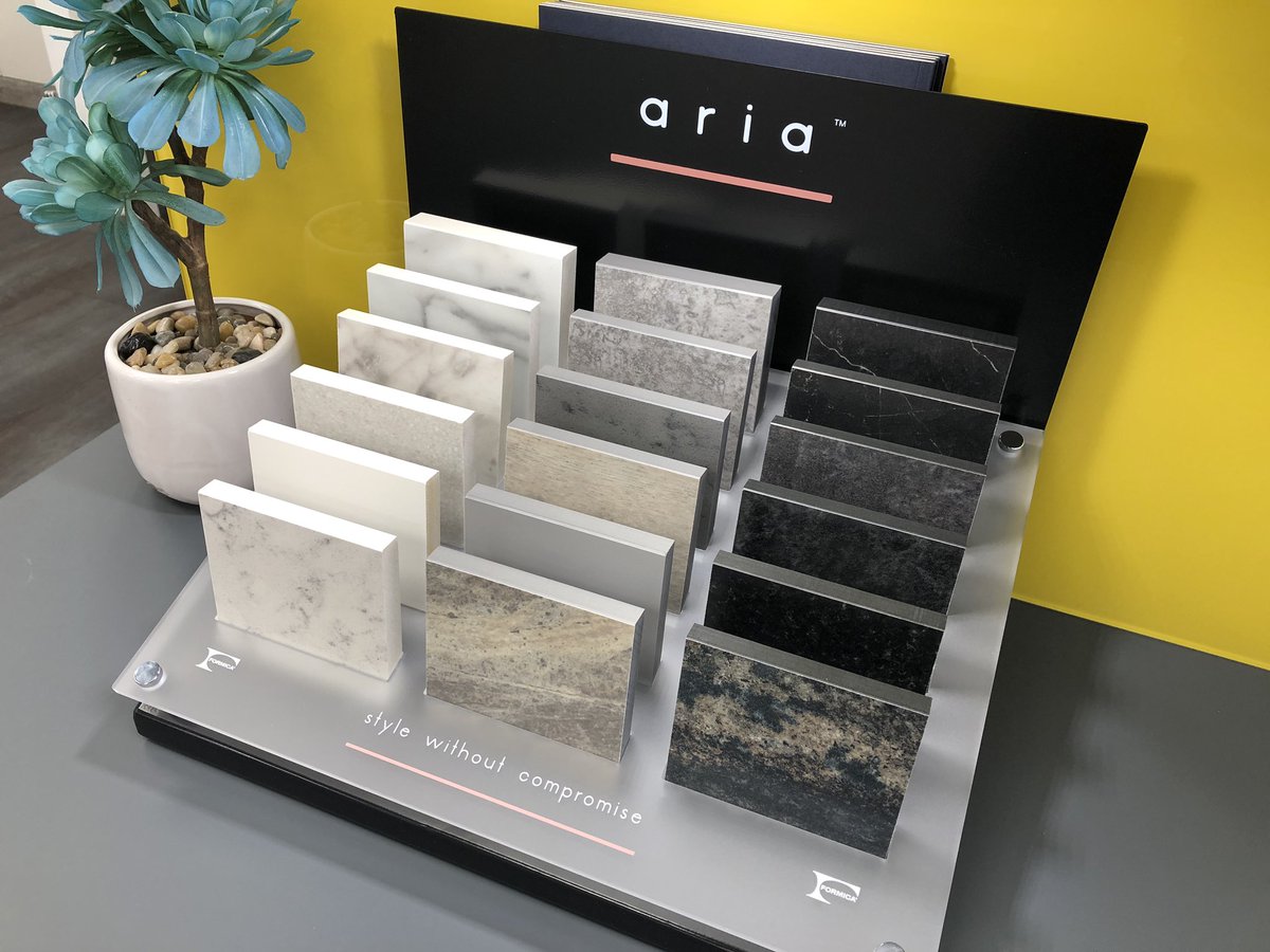 Holmfields_Ltd's tweet photo. We have the 12mm and 20mm Aria by Formica samples available to view in our showroom! Durable, fully waterproof and hygienic. Look great in a new handleless kitchen #formica #aria #worksurfaces #Holmfields #newkitchen @idsurfaces @FormicaGroup https://t.co/KDvQelgLfe
