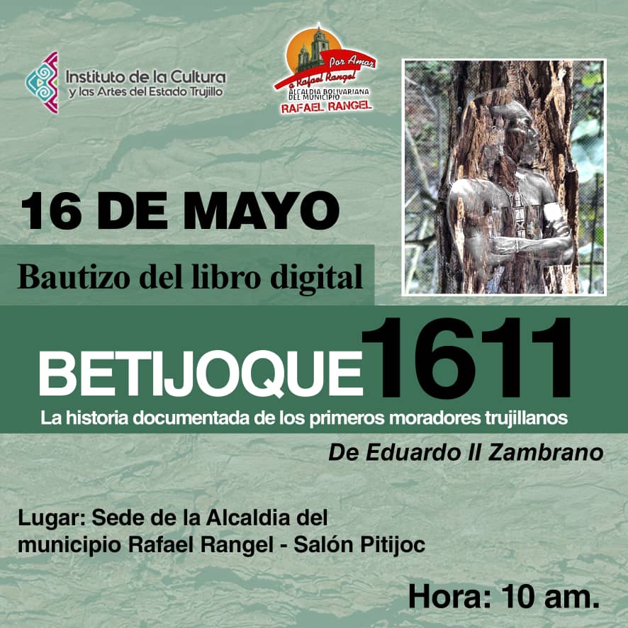 culturaTru's tweet photo. #16May Bautizaremos el texto investigativo Betijoque 1611, un trabajo de Eduardo Zambrano, donde se da otra perspectiva de la historia trujillana. 
#Libros #Bautizo https://t.co/9dy5y7dz3y
