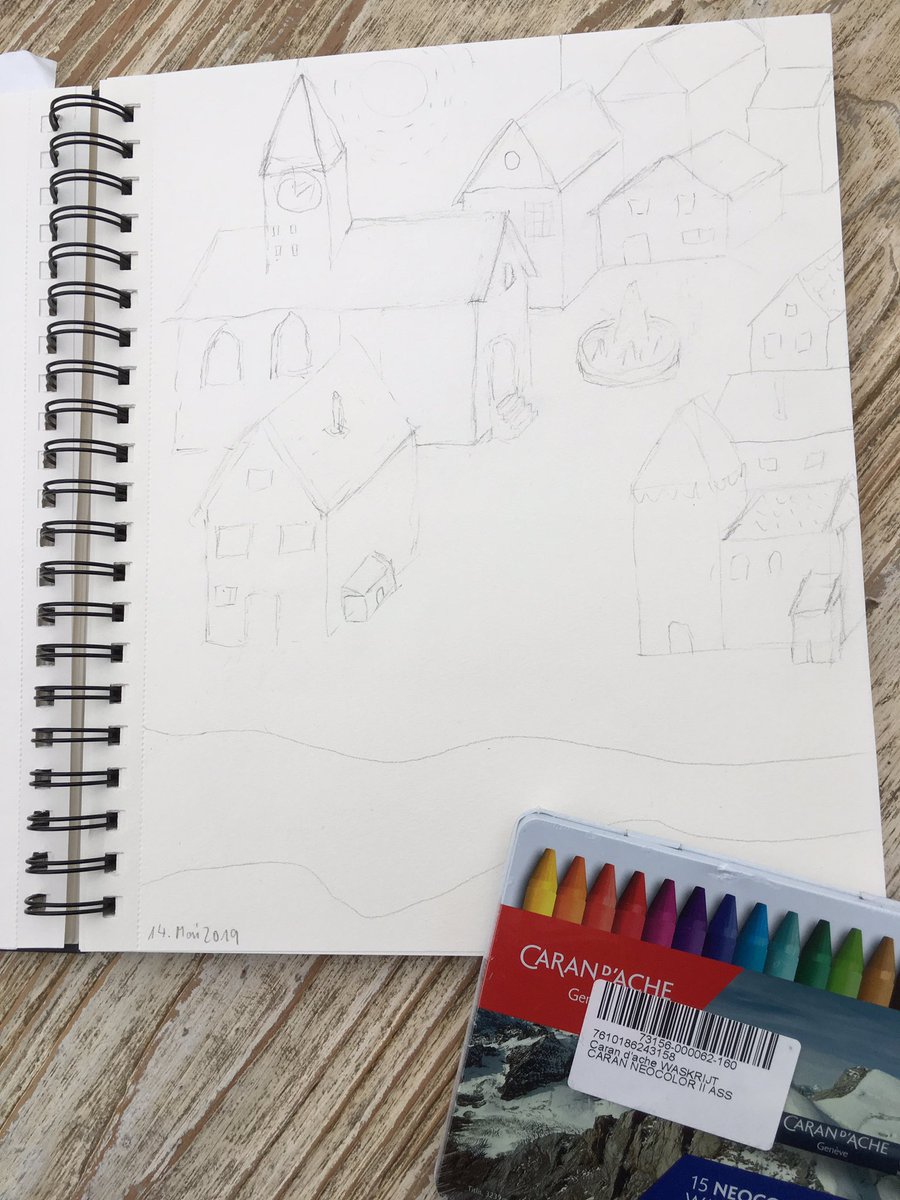 writingwoman's tweet image. Ich möchte #WhimsicalHouses aus der #SketchbookRevival-Session von Tamara Laporte zeichnen. Grobe Bleistiftzeichnung hab ich neulich schon bei einer Telefonkonferenz gemacht.