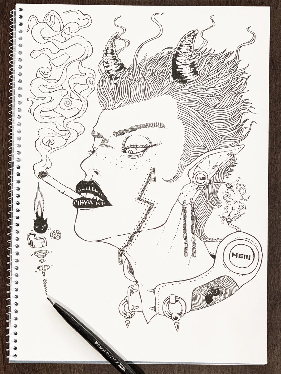 hellxxxhand's tweet photo. タバコな惡魔にペン入れシたよ🔥🚬
#HElll #ペン画
#私の絵柄が好みって人にフォローされたい https://t.co/LCGsvbBpER