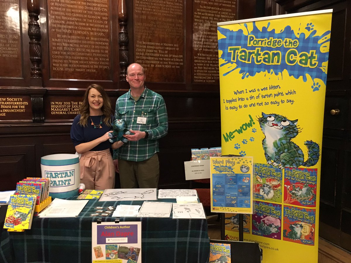 lindaslearning's tweet photo. Fab to have @AlanDapre and Porridge the tartan cat along at the @CELCIStweets #positivejourneys education conference with info about his Something to Say creative writing programme he’s developed specifically for care experienced children that he can deliver in schools https://t.co/NtbvX3lTRc