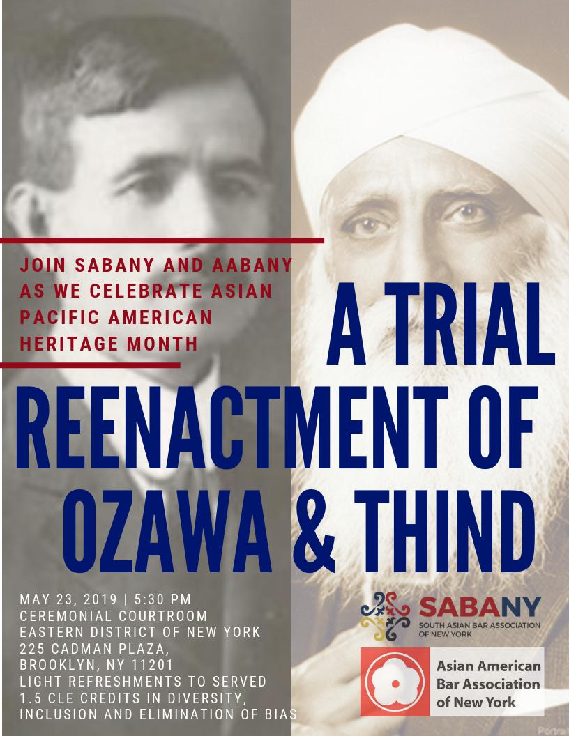 SouthAsianBarNY's tweet photo. Event Reminder: SABANY &amp; AABANY Thind &amp; Ozawa CLE Event on May 23, 2019, with Judges Chin, Chen, Matsumoto, Irizarry, Bulsara, Kuo, and Soto. - https://t.co/cSP85GGUlI https://t.co/zqNSJmmuJ1