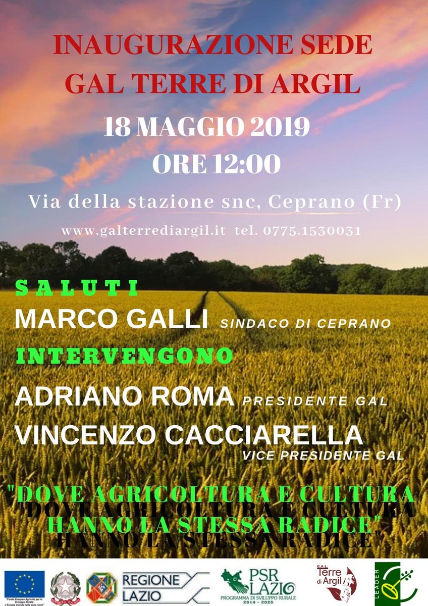 elpcoop's tweet photo. Sabato 18 alle 12:00,  inaugurazione della nuova sede del Gal Terre DI Argil  Ceprano

https://t.co/J5OLVW3IgM https://t.co/hGlDljkuuP