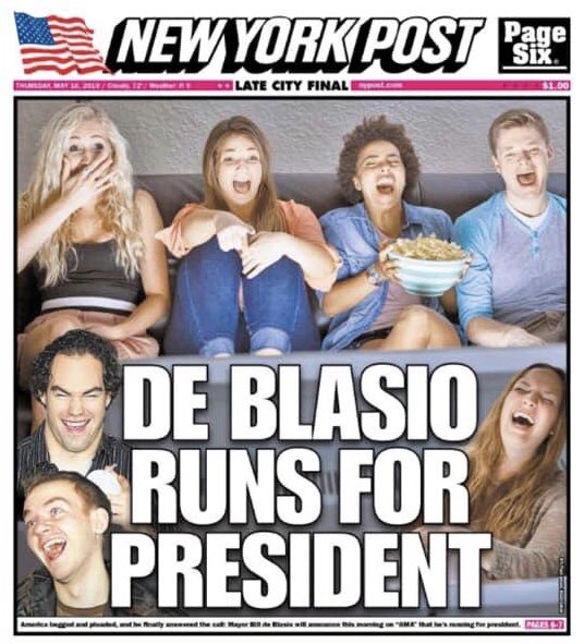 New York Post reaction to De Blasio candidacy is perfect!