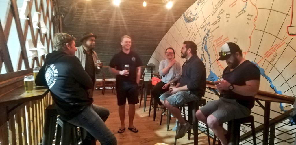 LucyCorne's tweet photo. Big thanks for all the hospitality and #beerlove (and #ginlove) as we try and show off Cape Town's best side to @GarrettOliver. Cheers @HopeDistillery @DrifterBrewing #shackletonbrewing #pahari https://t.co/yVj75ubZTk