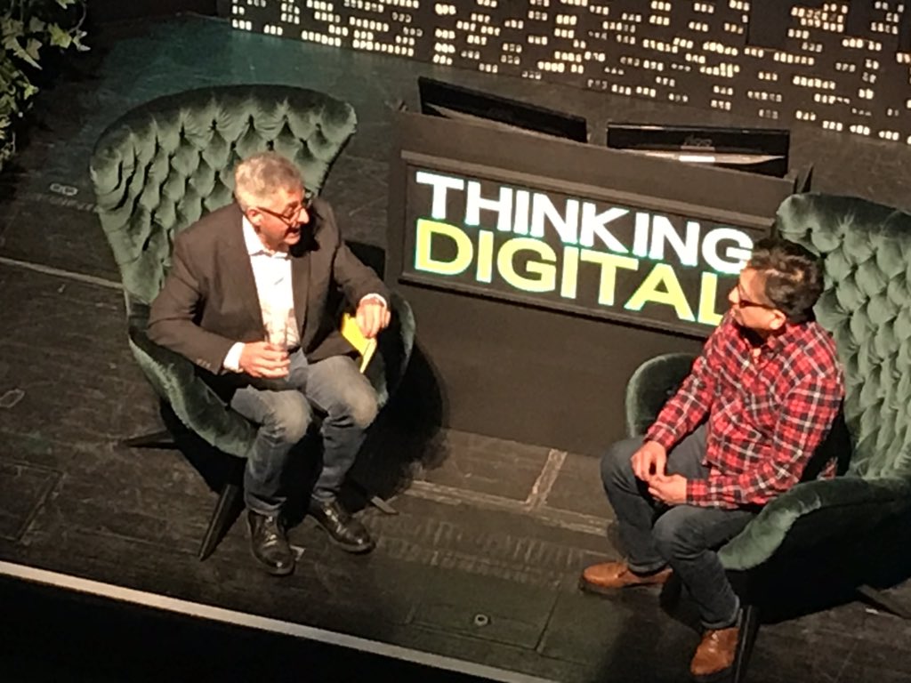 NEDigiFest's tweet photo. 2nd session of @ThinkingDigital definitely didn’t disappoint! From the power of YouTube, to the post digital era and the future of media, featuring @emmakendrew @stokel @realdanlyons and Halvor Vislie @tfguniverse #TDC19 #northeastdigitalfestival https://t.co/sADerxRPan