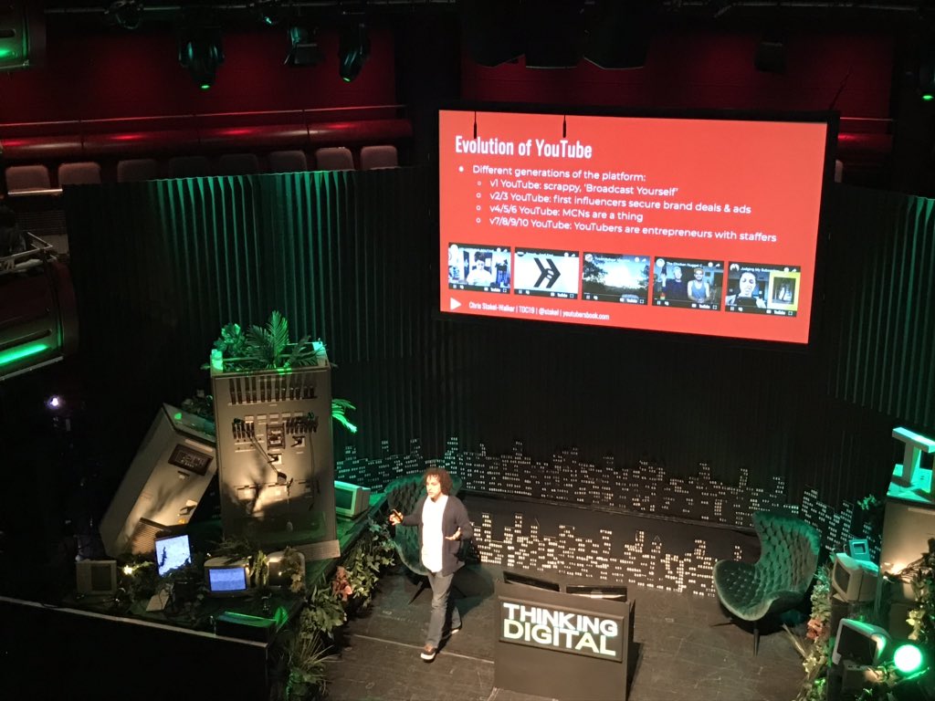 NEDigiFest's tweet photo. 2nd session of @ThinkingDigital definitely didn’t disappoint! From the power of YouTube, to the post digital era and the future of media, featuring @emmakendrew @stokel @realdanlyons and Halvor Vislie @tfguniverse #TDC19 #northeastdigitalfestival https://t.co/sADerxRPan