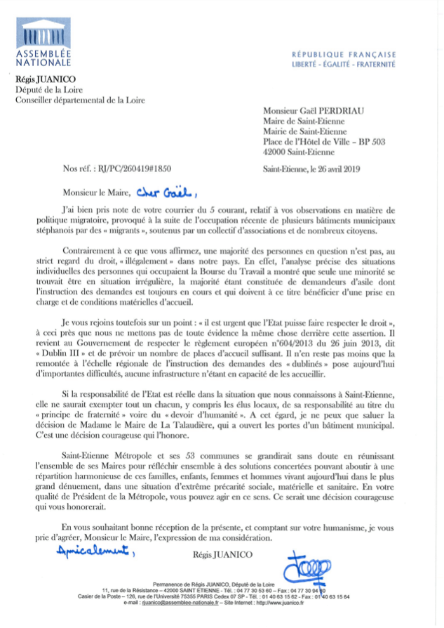 boursedutravail's tweet photo. La récente réponse de Monsieur Régis @Juanico , député de la Loire, à la lettre de Monsieur @PerdriauGael , maire de Saint-Étienne.
@Prefecture42 @saint_etienne_ 
#droitAuLogement #sainté #SoutienAuxSansAbris https://t.co/mAivkeSqcp