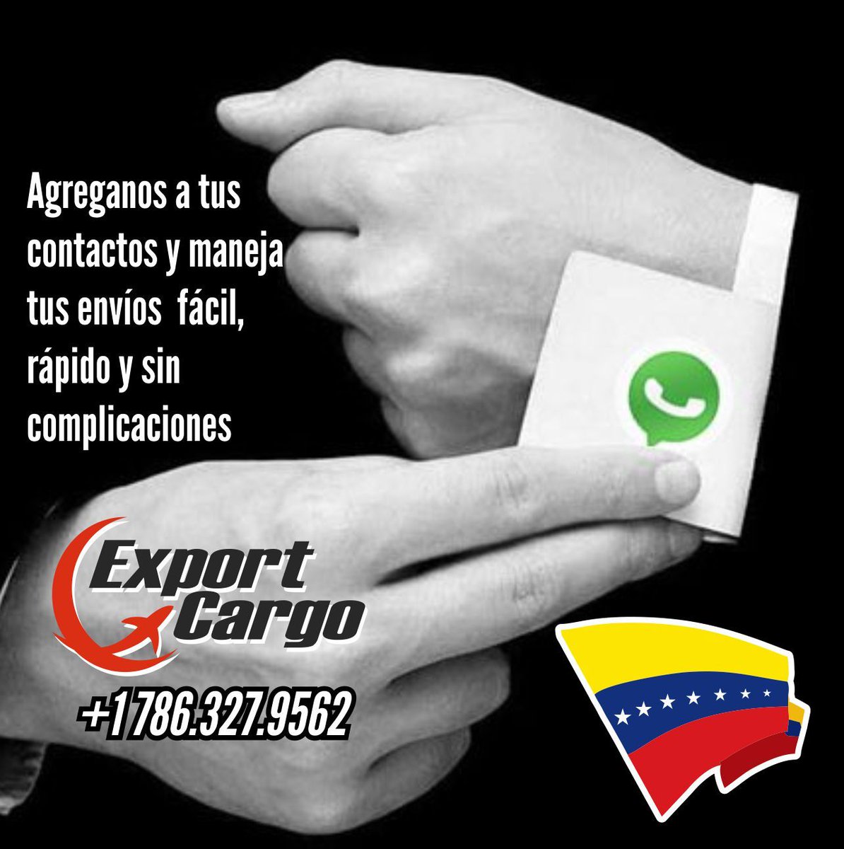 exportcargo's tweet photo. Tenemos  la mejor carta bajo la manga para tus envío a Venezuela. Agréganos a tus contactos Whatsapp y olvídate de complicaciones  +1 786.327.9562 https://t.co/ajskr7bQ2j