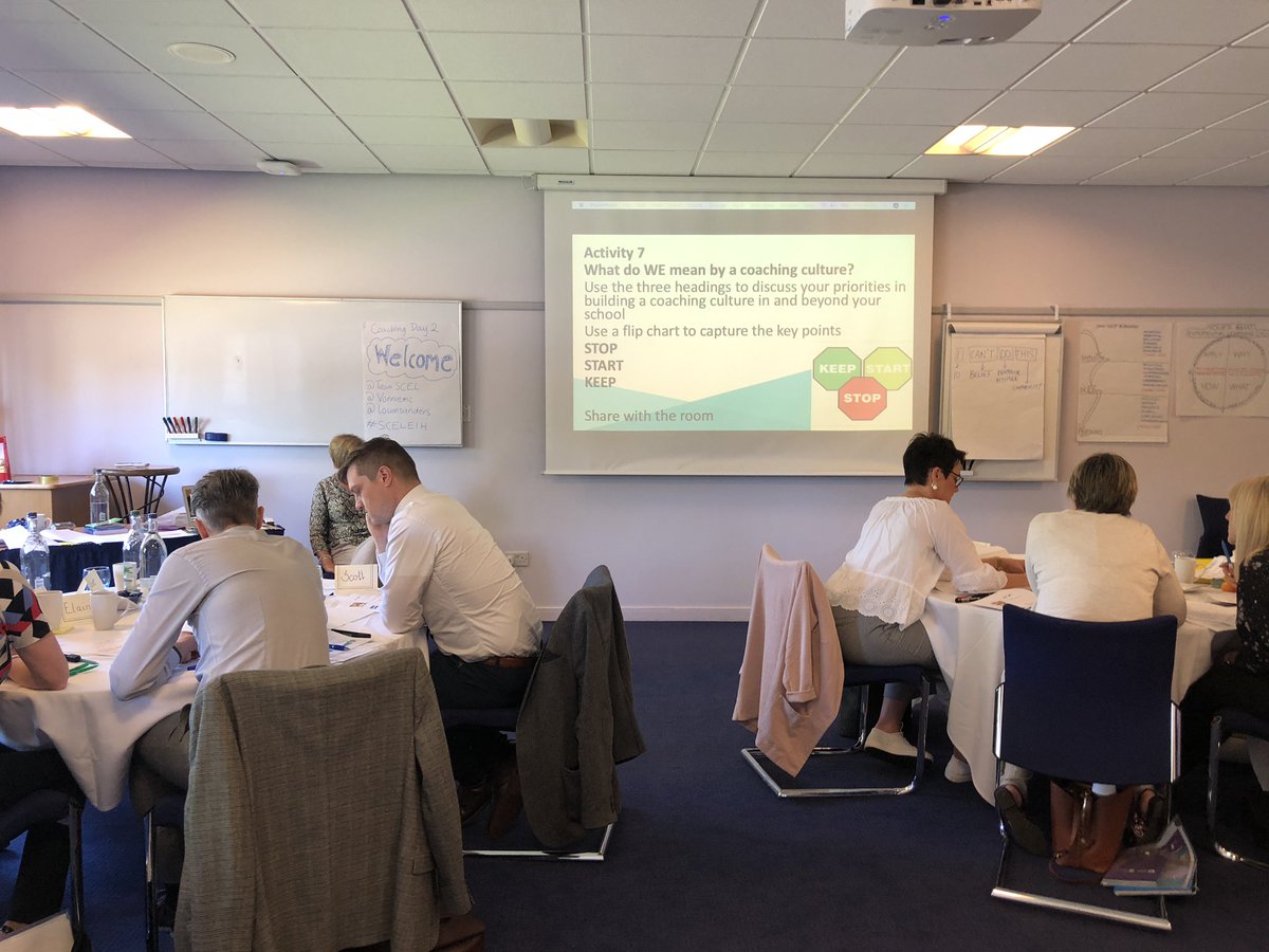 Vonniemc's tweet photo. @EducationScot @TeamSCEL #SCELEiH HTs discussing developing a Coaching Culture in school community and authority wide #trust #solutionfocussed #principles @loumsanders @LesleySCEL_ES @GordonSCEL_ES @AliAllanSCEL_ES https://t.co/bkKyByn6rY