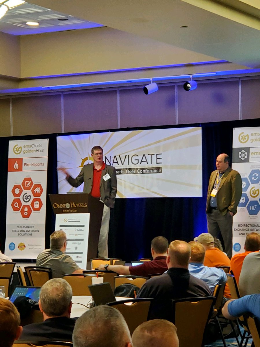 emsCharts's tweet photo. Pete Goutmann (Pres of emsCharts) and Ronnie Thompson (CTO of ZOLL) go over our roadmap for the future. #navigate19 https://t.co/xQetq2uKjY