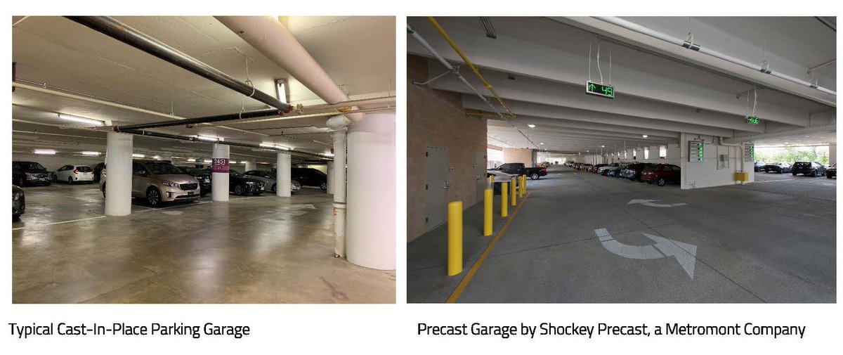 One of the primary benefits of precast for parking garages is the long, open spans that increase visibility and sense of security for patrons. Over the past 60 years, Shockey Precast has completed more than 400 precast parking garages in the Mid-Atlantic region. #precastparking