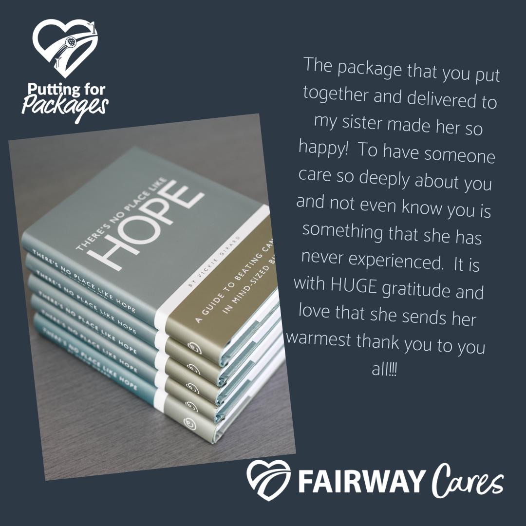 FairwayCares's tweet photo. As we gear up for our #PuttingForPackages golf fundraiser next week, we want you to see our WHY! It is because of you, #FairwayNation that we are able to bring a glimmer of sunshine in the midst of storm clouds!

#ThankYOUThursday #FairwayCares #FairwayFamily https://t.co/fPEhu7vnyK