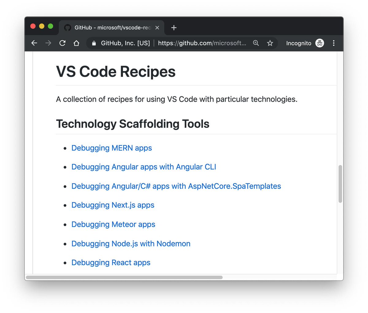 umaar's tweet image. VS Code Recipes - github.com/Microsoft/vsco… - A collection of recipes for using VS Code with particular technologies e.g. Node.js, React, Vue, Angular, PHP and others. Lots of helpful workflows here 💻