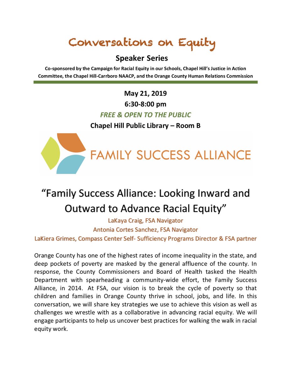 Conversations on Equity: Speaker Series - Orange County, NC