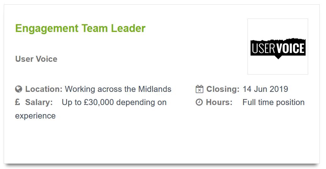 **New Vacancy Alert** 
<a href="/uservoiceorg/">User Voice</a> are seeking a Engagement Team Leader- More details here: bit.ly/2Q6vmEM

#BrumJobsHour #Vacancy