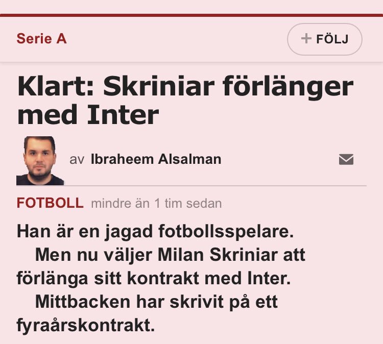 scholm240's tweet photo. Att man inte valt rubriken ”Milan förlänger med Inter” är faktiskt helt oförlåtligt.
Gör om, gör rätt. https://t.co/U6nCTY2pe3
