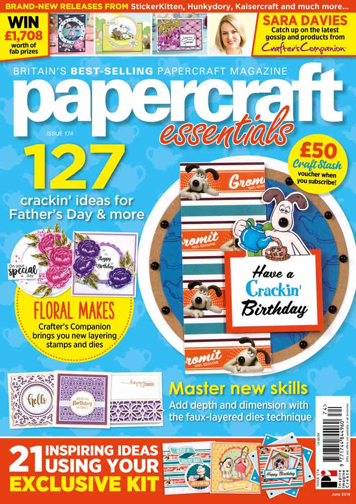 PapercraftE_mag's tweet photo. Issue 174 is on sale today! Don't miss our exclusive Wallace & Gromit foiled kit and stamp set – you can create Father's Day makes, cards for women, giftwrap and more! Buy yours from https://t.co/QulDXHrvtH #papercraftessentials #cardmaking #wallaceandgromit #papercraft #crafting https://t.co/5wCSxqv99c