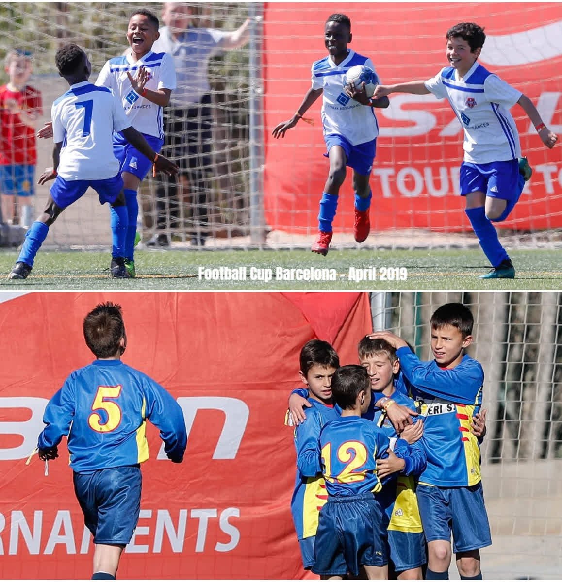 The Joy of Football. The players of AS Eragny FC (top) and CEF Bosc de Tosca (bottom) celebrating at the recent Football Cup Barcelona at Futbol Salou. The next one is in October 2019. #footballcupbarcelona #aseragny #cefboscdetosca #boscdetosca #djugend #fußballturnier #jugendf