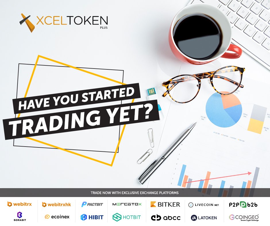 XcelPayVentures's tweet photo. "Trading for XcelToken has now started!

Put your trading caps on and trade with XcelToken Plus on 8 well-reputed exchange platforms." 

Follow Us on https://t.co/loKyLyZr6O 

#trading #tradingplatform #pactbit #p2pb2b #mercatox #livecoin #latoken #hotbit #bitcoin #coingeo https://t.co/z9LWwPedn2