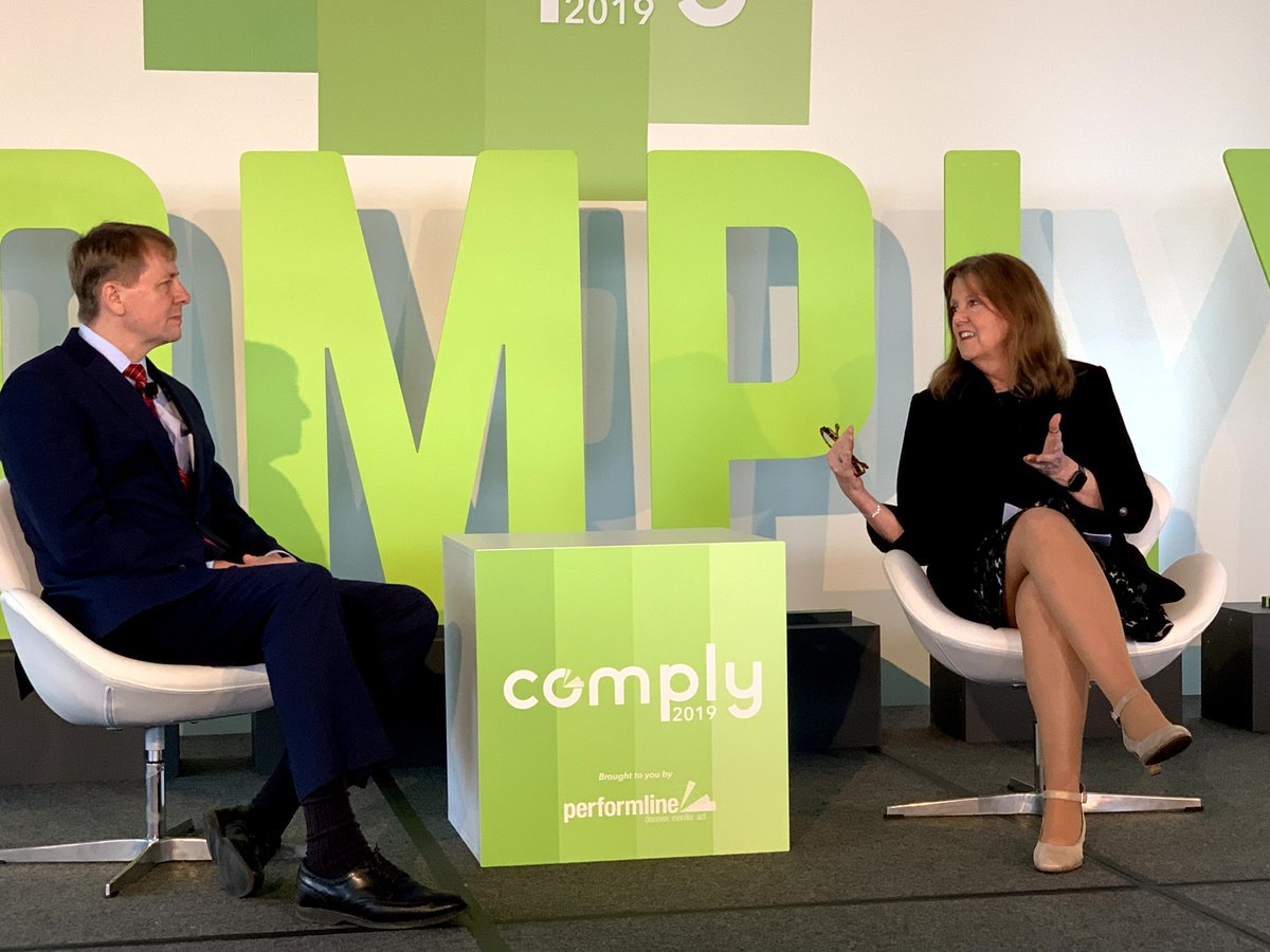 JoAnnBarefoot's tweet photo. Such an engaging session with @RichCordray earlier this week at #Comply2019! #regtech #fintech https://t.co/RbZJAoRGrS
