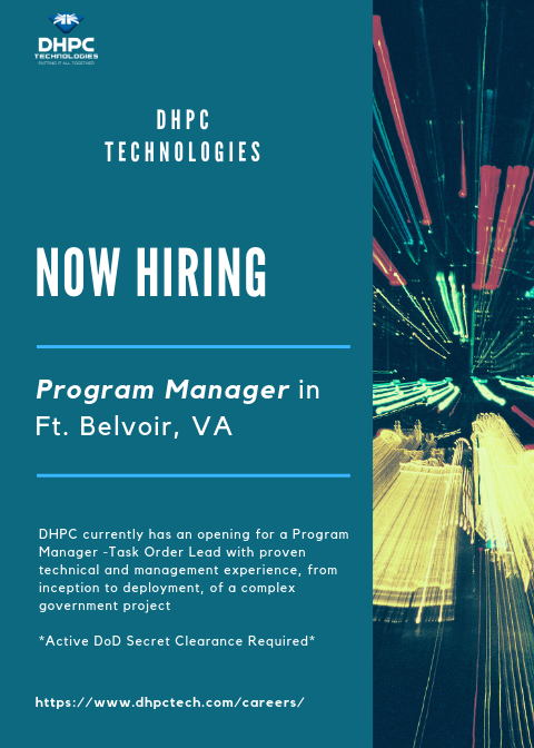 DHPC_TECH's tweet image. DHPC is seeking a Program Manager in Ft. Belvoir, Virginia. 

An engineering background is a plus!

If qualified &amp;amp; interested, apply now or refer a friend! 
dhpctech.com/jobvite/?p=job…
.
.
#government #virginia #programmanager