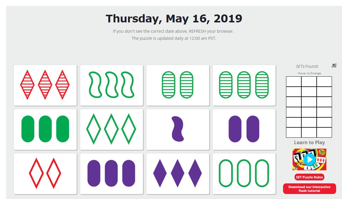 The Daily SET Puzzle, setgame.com