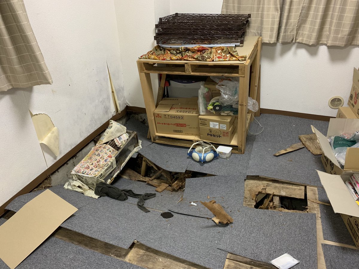 sansan_koisi's tweet photo. 賃貸経営サポートさんへ
3年間放置した挙句中の物は全部自腹で処分しろまではキレながらも条件のんだよ…

でもね、お前らが3年も放置したせいで家具ボロボロになった上に床抜けて服と靴破れたよんだよね
それでもまだ家具の処分の代金請求しますって頭おかしいんじゃね
頼むからマジで早く潰れろよ https://t.co/hom0PMBLKq