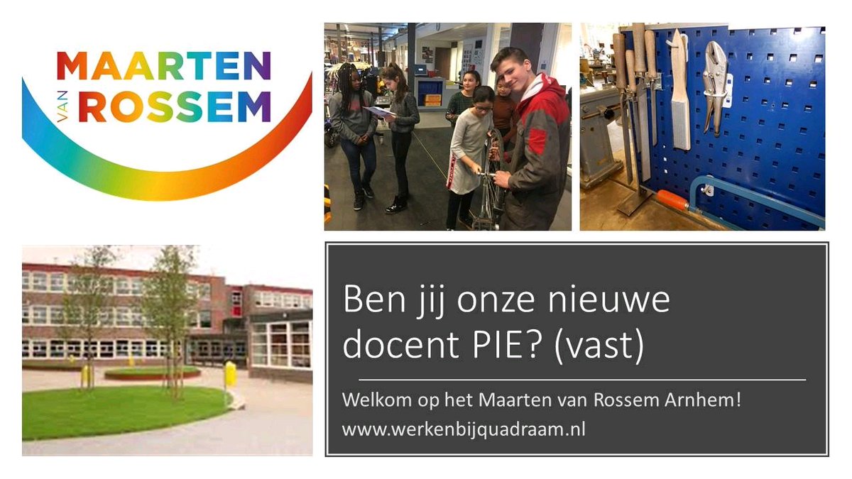 Ben jij een enthousiaste docent #pie? Wil jij lesgeven en de techniek innoveren? Kom kennismaken op het <a href="/MaartenvanRoss2/">Maarten van Rossem</a> #arnhem en loop een dagje mee! 😃⬇️ werkenbijquadraam.nl