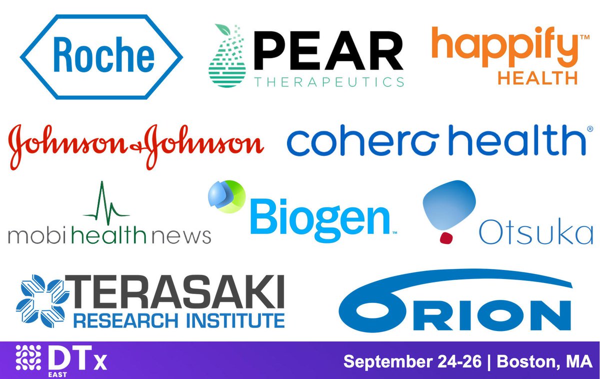 DTxDM1's tweet photo. Check out just some of the organisations who have already confirmed their attendance to this year's #DTxEast! 😍

Save $900 on your registration by securing a pre-launch discounted pass 👇 (for a limited time only!) 

https://t.co/P9QGLb9bGB

#DigitalTherapeutics #DTx https://t.co/cx2JqLKM7G