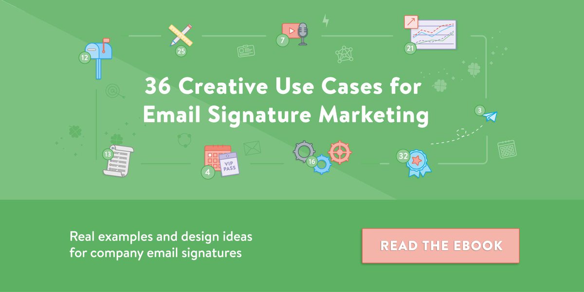sigstr's tweet photo. Not 1⃣, not 2⃣, but 3⃣6⃣ of the best use cases for ad banners in 1:1 email can all be found here! 

Use these real customer examples and fresh design ideas as a starting point for your new favorite marketing channel 🍀 https://t.co/kl6noNz43Y https://t.co/Z2Y25CKW0q