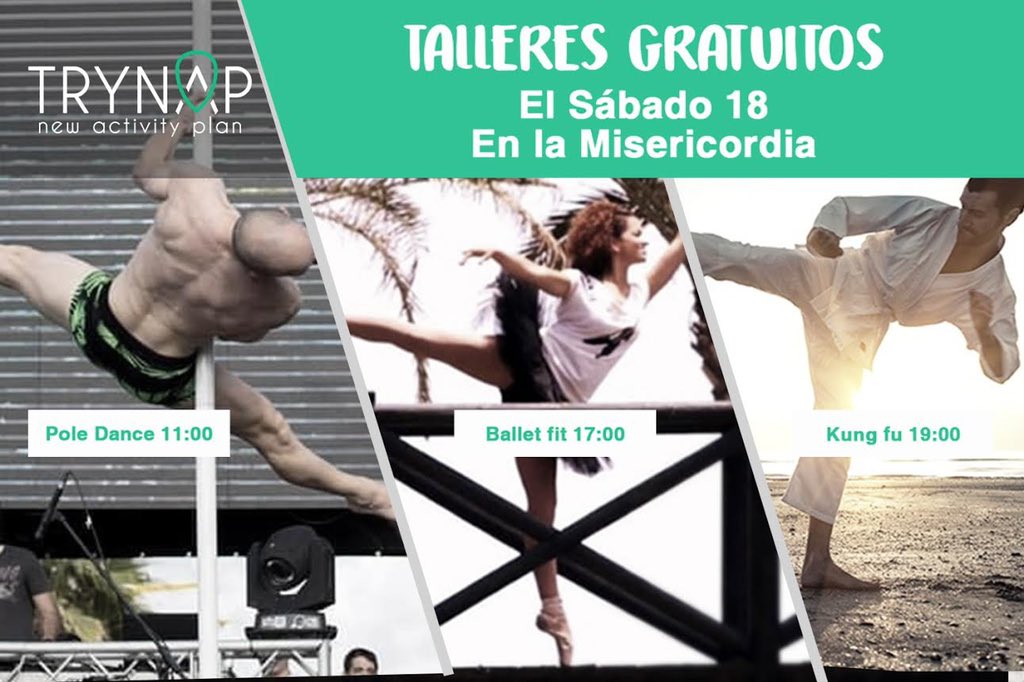 fiesta_deporte's tweet image. Disfruta de la fiesta con @trynap_ durante todo el sábado 18 en la Misericordia. Estarán impartiendo talleres gratuitos y muy interesantes, información sobre nuevas formas de hacer deporte y muchas sorpresas más apúntate en trynap.com/home/fiestadep…
#queelritmonopare