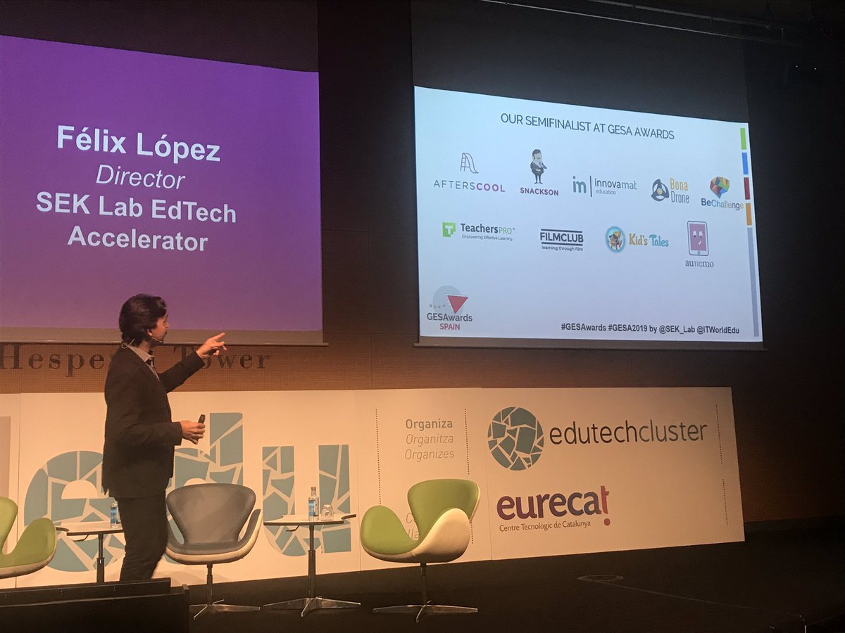 Felicidades a las startups @bonadrone <a href="/filmclub_click/">FILMCLUB</a> <a href="/innovamat_cat/">Innovamat</a> <a href="/SnacksonApp/">Snackson</a> <a href="/TeachersPro_Es/">TeachersPro</a> por pasar a la semifinal! #GESAwards #GES2019  #ITWorldEdu11 <a href="/ITworldEdu/">ITworldEdu</a> @SEK_Lab