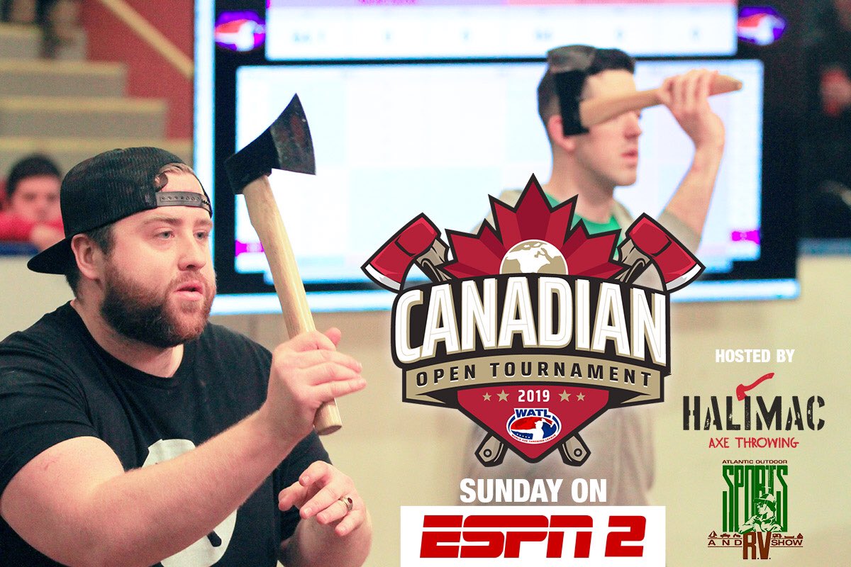Catch the rebroadcast of the WATL Canadian Open Tournament this Sunday on ESPN2 at 9 am UTC!

For more broadcasts be sure to check out ESPN.com or try the ESPN app. 

<a href="/espn/">ESPN</a> <a href="/HaliMacAxes/">HaliMac Axe Throwing</a> 
#ESPN #WATL #axethrowing #halifax