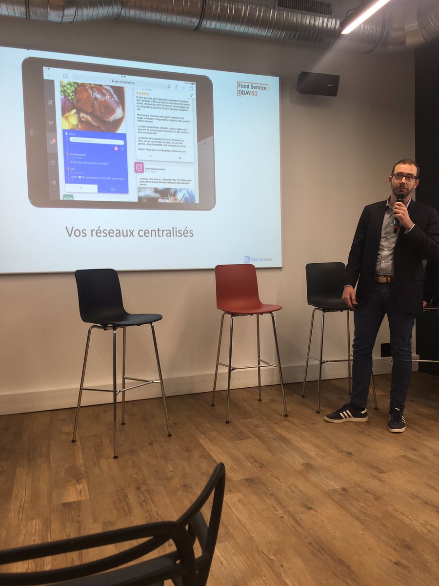 FoodServiceDDay's tweet photo. Démonstration des fonctionnalités de @app_socialease! Aider les clients à diffuser du contenu, visualiser les commentaires clients... https://t.co/zbtdle9W5d