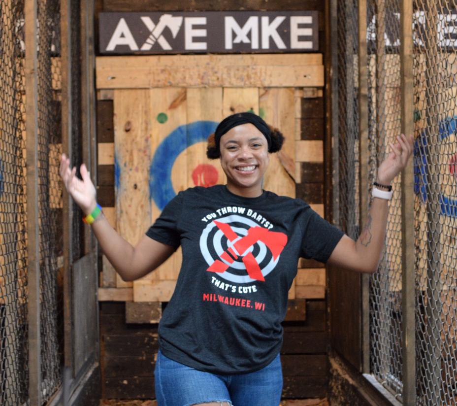 You throw darts? That's cute. 
.
#AXEMKE #axethrowing #MKE #thingstodoinmke #welikecrickettoo #visitmilwaukee #beerandblades