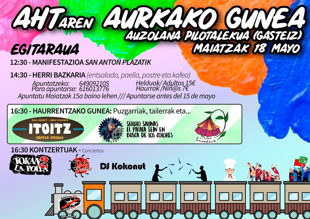 AHTrikEZARABA's tweet photo. Herri bazkaria eta jaia auzolana pilotalekuan izango da. Bazkarian apuntatzeko denbora dago oraindik.
--------------------------
La comida popular y la fiesta serán en el frontón Auzolana de Gasteiz. Todavía os podéis apuntar a la comida.

#AHTrikEZ    
#TrensozialaBAI https://t.co/NaPDUtph33
