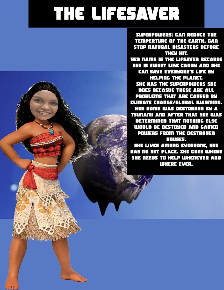 This is me as a Civic Superhero. Her name is the Lifesaver and she helps fight climate change/global warming. In this, we imagined our ideal Civic Self.  #3dCivics <a href="/janelle/">Janelle Q. Bence</a> @NthSaucier #NTHCVoice #NTHCempower <a href="/NewTechCoppell/">New Tech High @ Coppell</a> @Nicole_Mirra <a href="/anterobot/">AnterO))) Garcia</a>