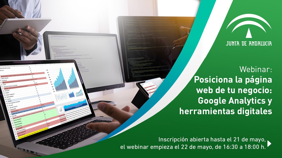 Aprende claves para posicionar tu negocio en los primeros resultados de las búsquedas en Internet. Apúntate al #webinar "Google Analytics y herramientas digitales" .  Día 22 de mayo a partir de las 16:30 horas. Reserva tu plaza aquí: ow.ly/597E30oKxCB