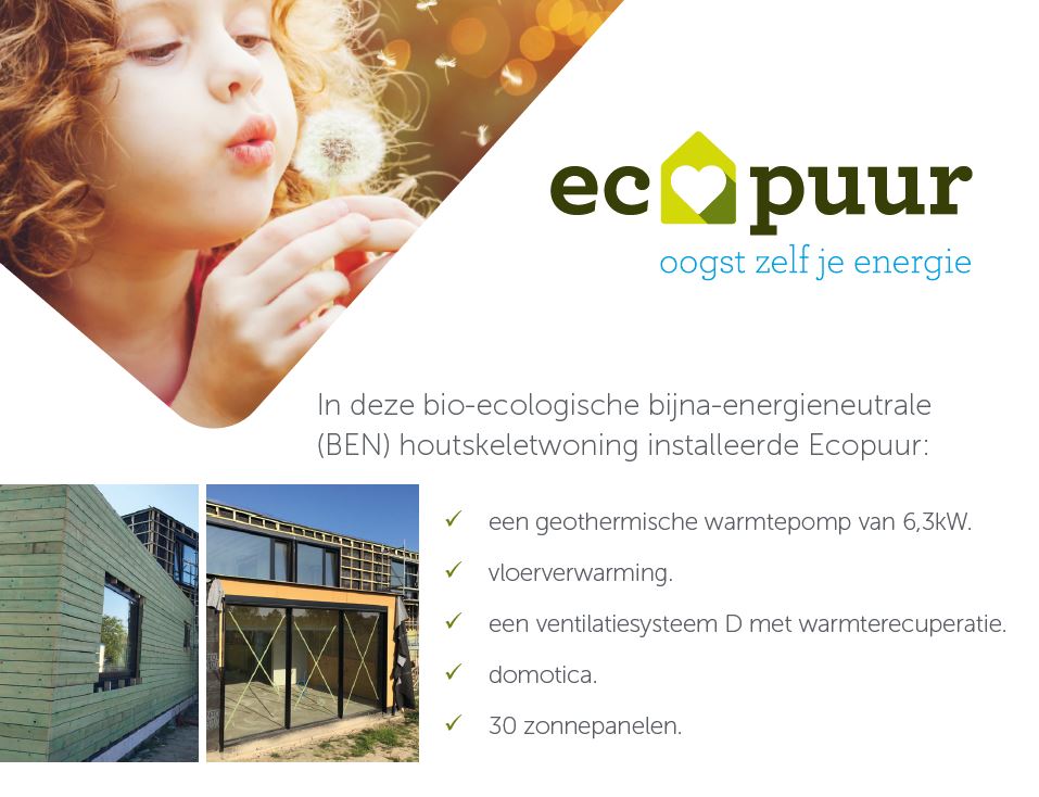 Openwervendag komt eraan! Op zondag 19 mei kan je in Drongen, van 10 tot 17u een bio-ecologische BEN-woning bezoeken. Ze werd gebouwd door Inhout en EcoPuur installeerde de energietechnieken. Benieuwd? ecopuur.be/nieuws-en-even…