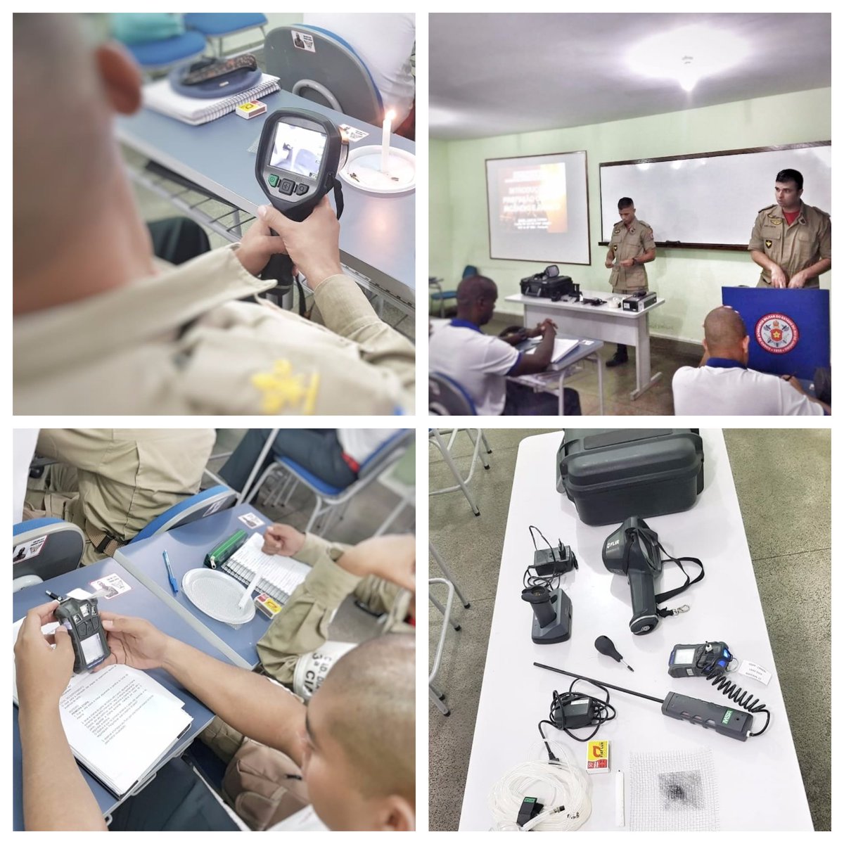 cbmerjoficial's tweet photo. Nossos cadetes do 1º ano do Curso de Formação de Oficiais participaram de mostra tecnológica de equipamentos para combate a incêndio. A atividade proporcionou a aplicação prática dos conceitos sobre a combustão com o suporte das inovações. #Aprendizado #ABMDPII #CBMERJ https://t.co/0LYqKlExPh