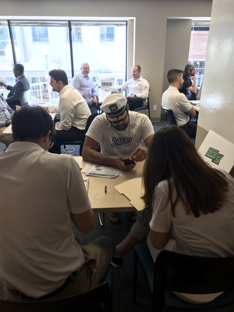 Start_Co's tweet photo. The captain at work 💪@dorkitude at #Startq office hours. Our entrepreneur in residence is helping develop the next great generation of #Startco start ups. #startuplife #startupmemphis #901 #NeverStop https://t.co/nGqBMGTCeE