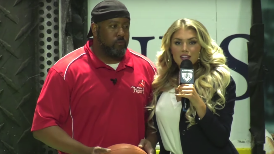 Sideline reporter Heidi Golznig goes after LFL coach Dontae Allen for his c...