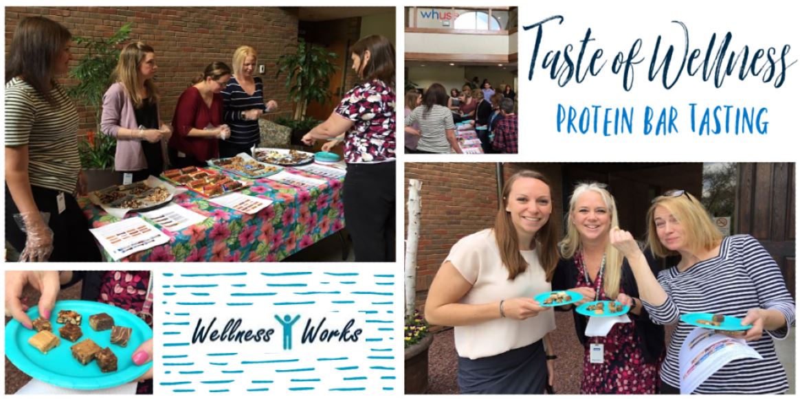 What's your favorite #proteinbar? Our #WomensHealth Wellness Works Committee hosted a #TasteofWellness energy/protein bar tasting! Samples included @KINDSnacks, @QuestNutrition, @pureprotein & @larabar