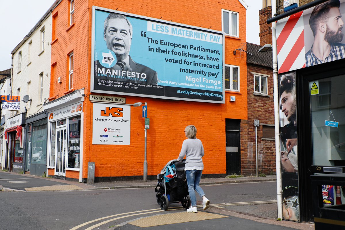 Brexit Party leader @Nigel_Farage hasn't published a manifesto. Until he does we have to assume his public statements are his party’s policies. Like less maternity pay for new mums. See thebrexitparty.com for more. (Location: East Rich, Taunton)
